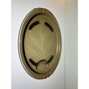 Pyrex 815 Platter Tree Of Life Amber Plate Oval Footed Vintage Serving Dish